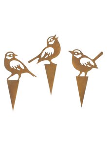 Produktbild fr 'BLUMENKASTEN-STECKER VGEL 3ER-SET METALL ECHTROSTFINISH'