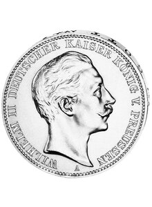 Auf diesem Bild sehen Sie das Produktbild fr SILBERMNZE 3 MARK KNIGREICH PREUEN - LETZTER KAISER WILHELM II