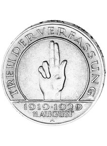 Auf diesem Bild sehen Sie das Produktbild fr SILBERMNZE 3 MARK WEIMARER REPUBLIK - 10 JAHRE REICHSVERFASSUNG