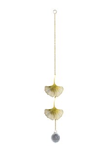 LICHTFNGER GINKGO AUS MESSING MIT 30 MM KRISTALLKUGEL