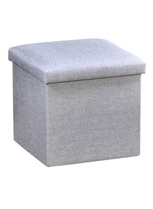 Auf diesem Bild sehen Sie das Produktbild fr FALTBARE SITZHOCKER-BOX GRAU MIT GEPOLSTERTEM DECKEL