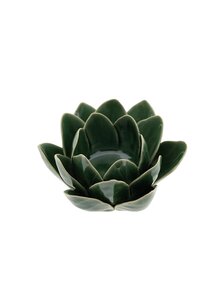 TEELICHT- & KERZENHALTER GRNER LOTUS AUS KERAMIK