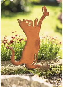 Auf diesem Bild sehen Sie das Produktbild fr GARTENSTECKER KATZE MIT SCHMETTERLING