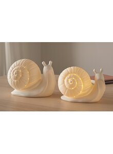 Produktbild fr 'PORZELLAN-SCHNECKEN WHITE MIT LED-BELEUCHTUNG 2ER SET'
