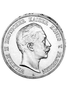 Auf diesem Bild sehen Sie das Produktbild fr SILBERMNZE 5 MARK DEUTSCHES REICH 1891-1908 WILHELM II.