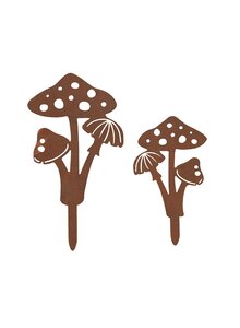 Auf diesem Bild sehen Sie das Produktbild f�r GARTENSTECKER PILZE 2ER-SET - METALL MIT ECHTROST