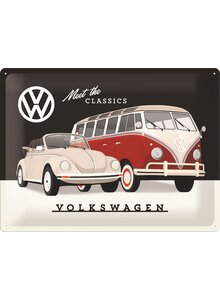 Auf diesem Bild sehen Sie das Produktbild f�r BLECHSCHILD VW - MEET THE CLASSICS 30 X 40 CM