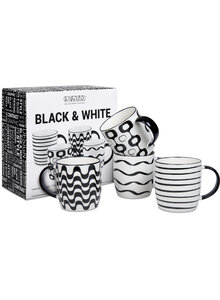 Auf diesem Bild sehen Sie das Produktbild f�r PORZELLAN-BECHER BLACK & WHITE 4ER-SET IM GK