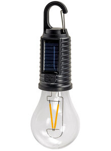 Auf diesem Bild sehen Sie das Produktbild f�r LED GL�HLAMPE MIT SOLARZELLE, AKKU UND KARABINERHAKEN