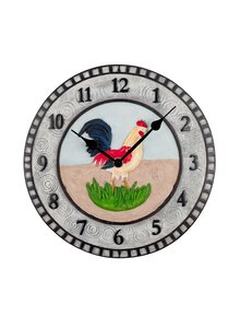 Auf diesem Bild sehen Sie das Produktbild f�r WANDUHR MOTIV HAHN MIT STEINGUTGEH�USE