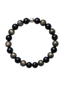Auf diesem Bild sehen Sie das Produktbild f�r ELASTIK-ARMBAND GOLD-OBSIDIAN 10 MM KUGELN