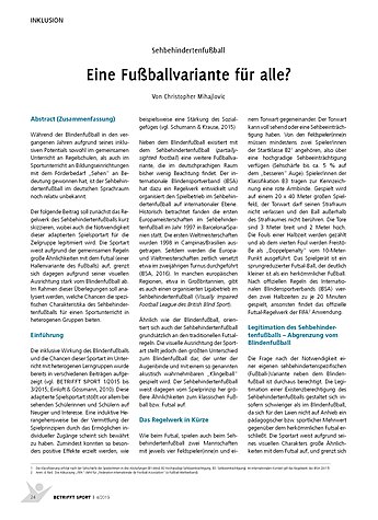 SEHBEHINDERTENFUBALL: EINE FUBALLVARIANTE FR ALLE?