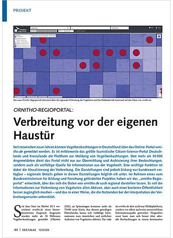 ORNITHO-REGIOPORTAL: VERBREIT UNG VOR DER EIGENEN HAUSTR