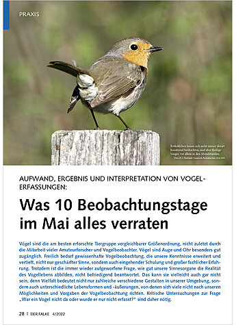 AUFWAND, INTERPRETATION VON VO GELERFASSUNGEN WAS 10 BEOBACHT UNGSTAGE IM MAI ALLES VERRATEN