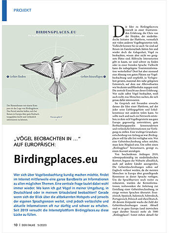 VGEL BEOBACHTEN IN .AUF EUROPISCH BIRDINGPLACES.EU