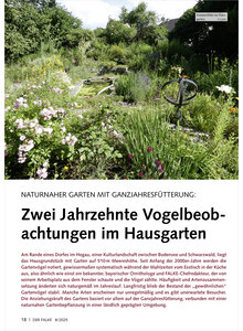 NATURNAHER GARTEN MIT GANZJAHR ESFTTERUNG ZWEI JAHRZEHNTE VOGELBEOBACHTUNG IM HAUSGARTEN