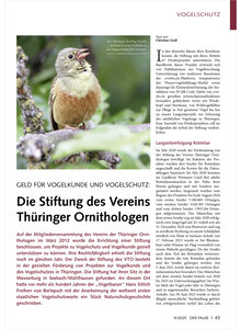 Auf diesem Bild sehen Sie das Produktbild fr GELD FR VOGELKUNDE UND VOGEL SCHUTZ STIFTUNG DES VEREINS THRINGER ORNITHOLOGEN