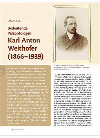 BEDEUTENDE PALONTOLOGEN KARL ANTON WEITHOFER (1866- 1939)