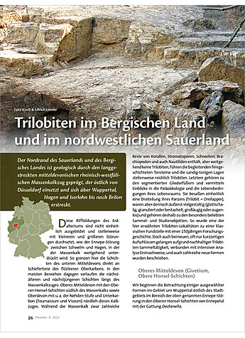 TRILOBITEN IM BERGISCHEN LAND UND IM NORDWESTLICHEN SAUERLAND