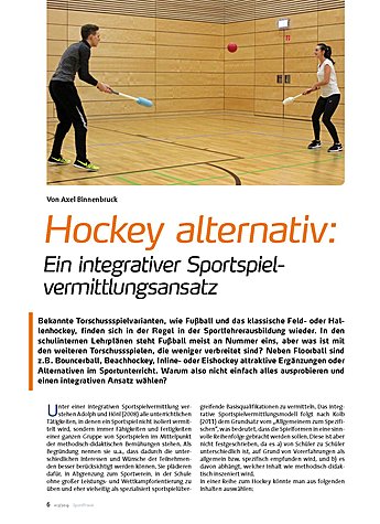 HOCKEY ALTERNATIV: EIN INTEGRATIVER SPORTSPIELVERMITTLUNGSANSATZ