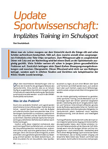 UPDATE SPORTWISSENSCHAFT: IMPLIZITES TRAINING IM SCHULSPORT