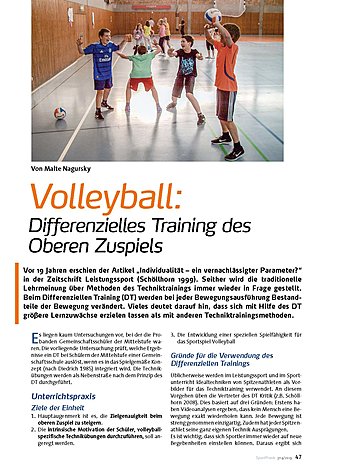 VOLLEYBALL: DIFFERENZIELLES TRAINING DES OBEREN ZUSPIELS