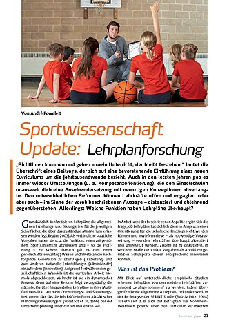 SPORTWISSENSCHAFT UPDATE LEHRPLANFORSCHUNG