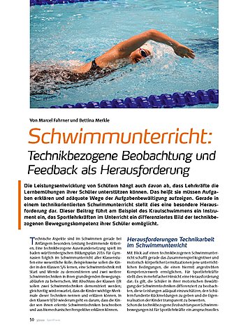 SCHWIMMUNTERRICHT: TECHNIKBEZOGENE BEOBACHTUNG UND FEEDBACK