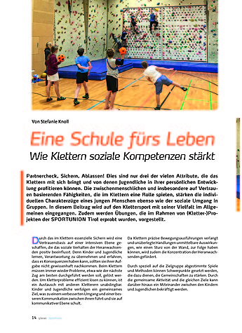 EINE SCHULE FRS LEBEN WIE KLETTERN SOZIALE KOMPETENZEN STRKT