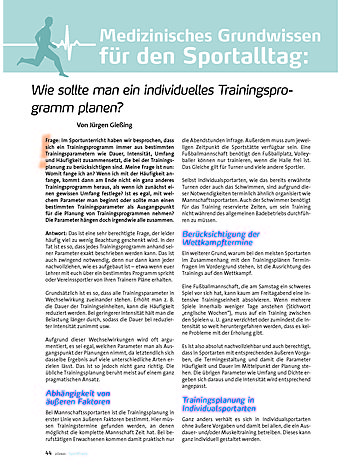 WIE SOLLTE MAN EIN INDIVIDUEL- LES TRAININGSPROGRAMM PLANEN?