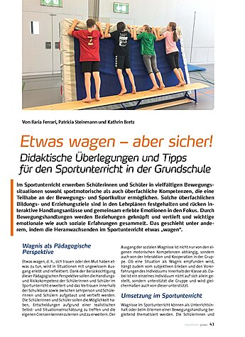 ETWAS WAGEN - ABER SICHER! DIDAKTISCHE BERLEGUNGEN UND TIPPS IN DER GRUNDSCHULE