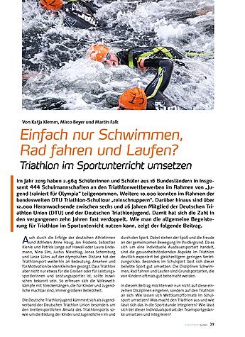 EINFACH NUR SCHWIMMEN, RAD FAHREN UND LAUFEN? TRIATHLON IM SPORTUNTERRICHT