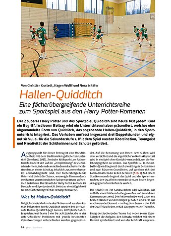 HALLEN-QUIDDITCH EINE FCHERBERGREIFENDE UNTER RICHTSREIHE ZUM SPORTSPIEL