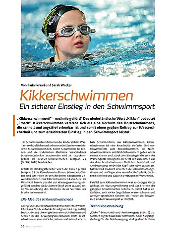 KIKKERSCHWIMMEN EIN SICHERER EINSTIEG IN DEN SCHWIMMSPORT