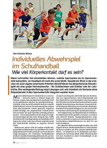 INDIVIDUELLES ABWEHRSPIEL IM SCHULHANDBALL WIE VIEL KRPERKONTAKT?