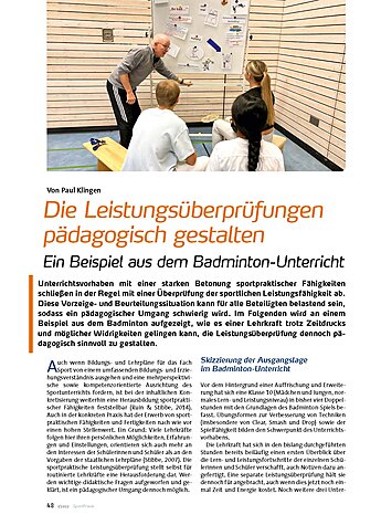 DIE LEISTUNGSBERPRFUNG PDAGOGISCH GESTALTEN BEISPIEL AUS DEM BADMINTON