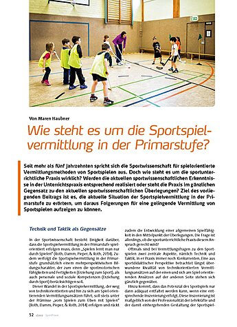 WIE STEHT ES UM DIE SPORTSPIELVERMITTLUNG IN DER PRIMARSTUFE