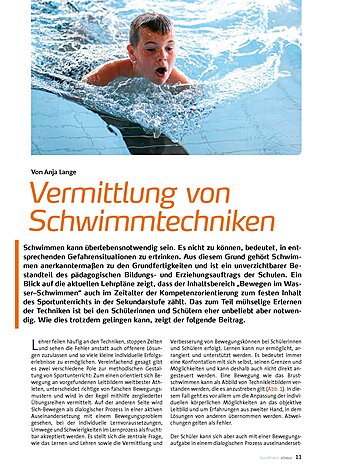 VERMITTLUNG VON SCHWIMM- TECHNIKEN