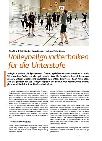 VOLLEYBALLGRUNDTECHNIKEN FR DIE UNTERSTUFE