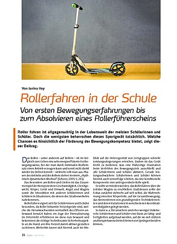 ROLLERFAHREN IN DER SCHULE ERSTE BEWEGUNGSERFAHRUNGEN BIS ZUM ROLLERFHRERSCHEIN