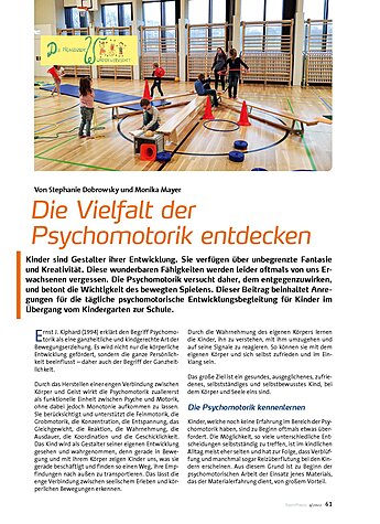 DIE VIELFALT DER PSYCHOMOTORIK ENTDECKEN