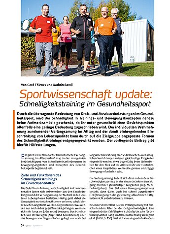 SPORTWISSENSCHAFT UPDATE: SCHNELLIGKEITSTRAINING IM GESUNDHEITSSPORT