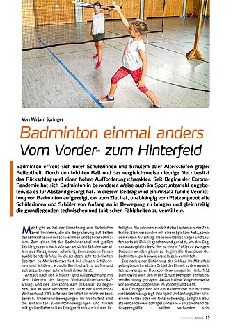 BADMINTON EINMAL ANDERS VOM VORDER- ZUM HINTERFELD