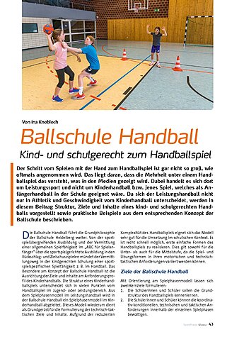 BALLSCHULE HANDBALL KIND- UND SCHULGERECHT ZUM HANDBALLSPIEL