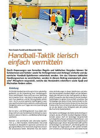 HANDBALL-TAKTIK TIERISCH EINFACH VERMITTELN