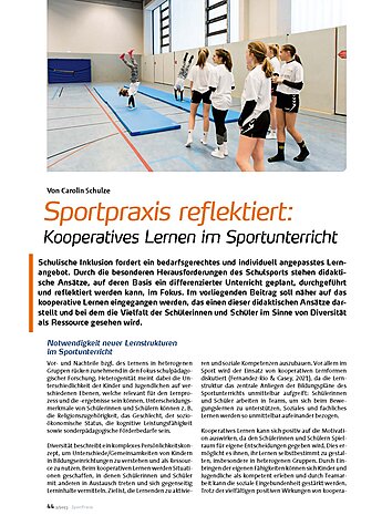 SPORTPRAXIS REFLEKTIERT: KOOPERATIVES LERNEN IM SPORTUNTERRICHT