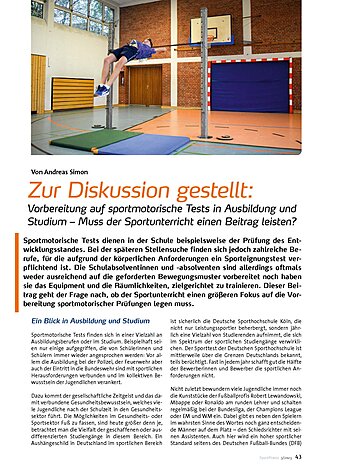 VORBEREITUNG AUF SPORTMOTORI- SCHE TESTS IN AUSBILDUNG UND STUDIUM