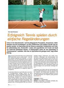 ERFOLGREICH TENNIS SPIELEN DURCH EINFACHE REGELNDERUNGEN