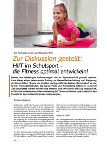 ZUR DISKUSSION GESTELLT: HIIT IM SCHULSPORT - DIE FIT- NESS OPTIMAL ENTWICKELN