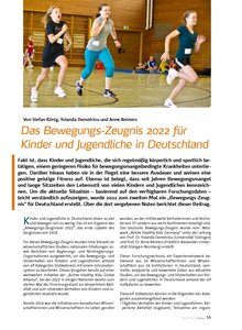 DAS BEWEGUNGS-ZEUGNIS 2022 F. KINDER UND JUGENDLICHE IN DEUTSCHLAND